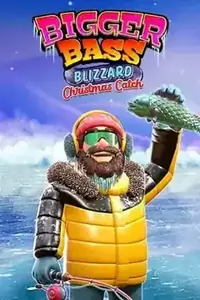 Gokkast Bigger Bass Blizzard, vissen op een bevroren meer in de sneeuw